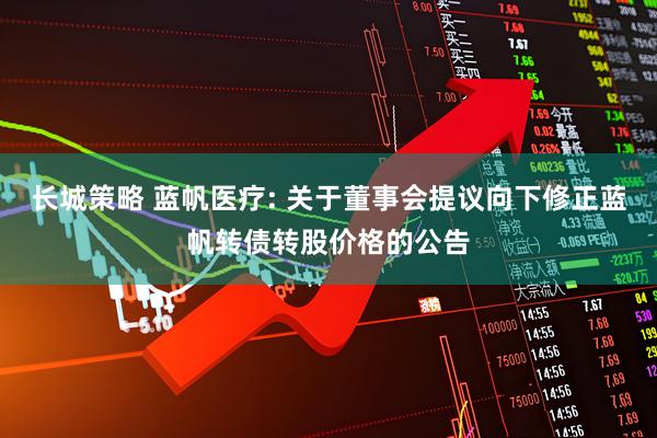 长城策略 蓝帆医疗: 关于董事会提议向下修正蓝帆转债转股价格的公告