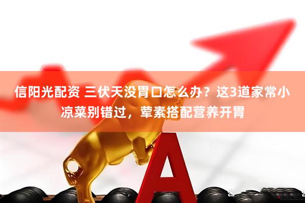 信阳光配资 三伏天没胃口怎么办？这3道家常小凉菜别错过，荤素搭配营养开胃