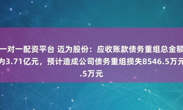 一对一配资平台 迈为股份：应收账款债务重组总金额为3.71亿元，预计造成公司债务重组损失8546.5万元